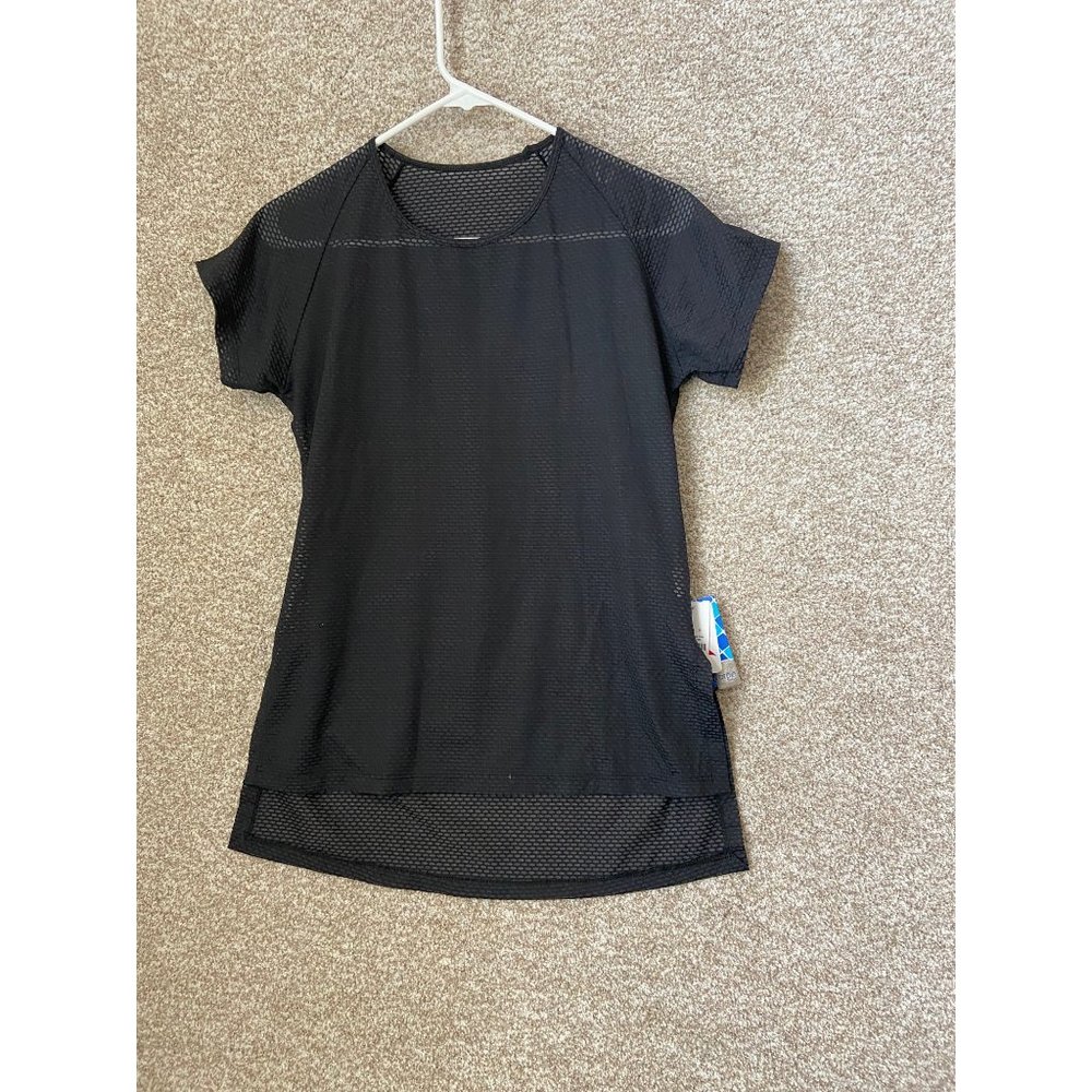 Fino Corpo Lycra Woman’s Mesh Fitted Black Shirt Size Small Brazil